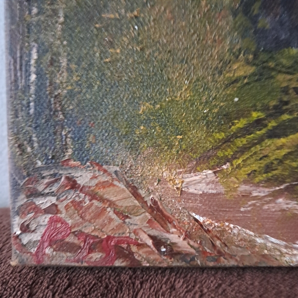 Bob Ross Inspied Black Canvas Dark Sky Meadow Grassy Fields - Picture 2 of 4